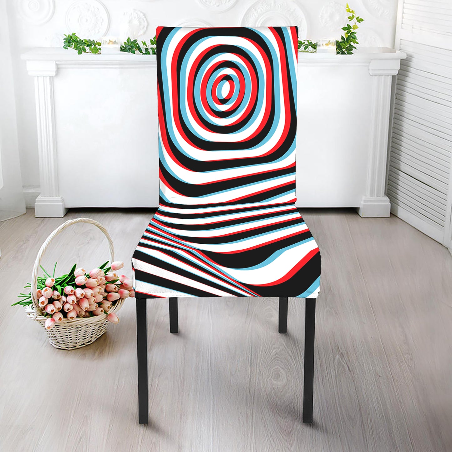 Anaglyph Optical Illusion Print Dining Chair Slipcover