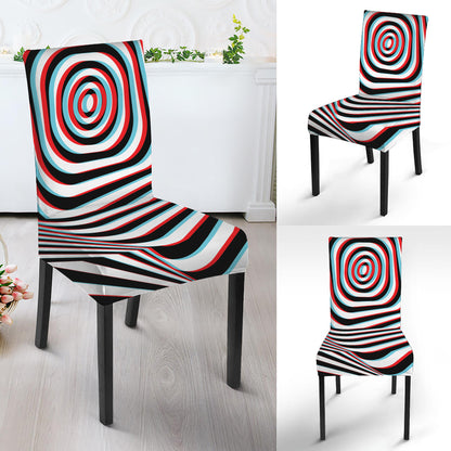 Anaglyph Optical Illusion Print Dining Chair Slipcover