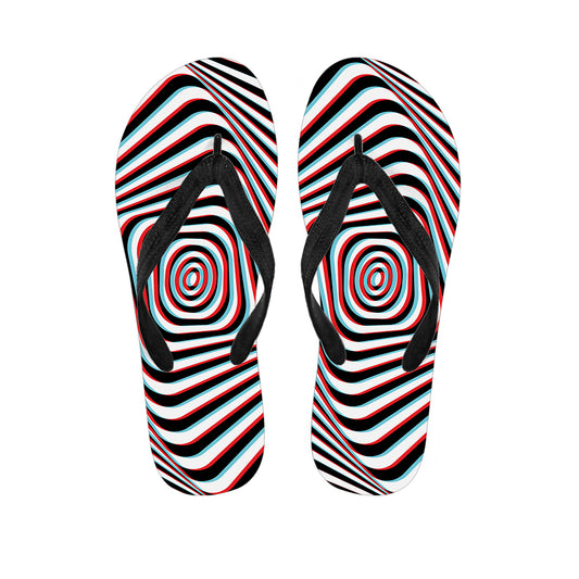 Anaglyph Optical Illusion Print Flip Flops