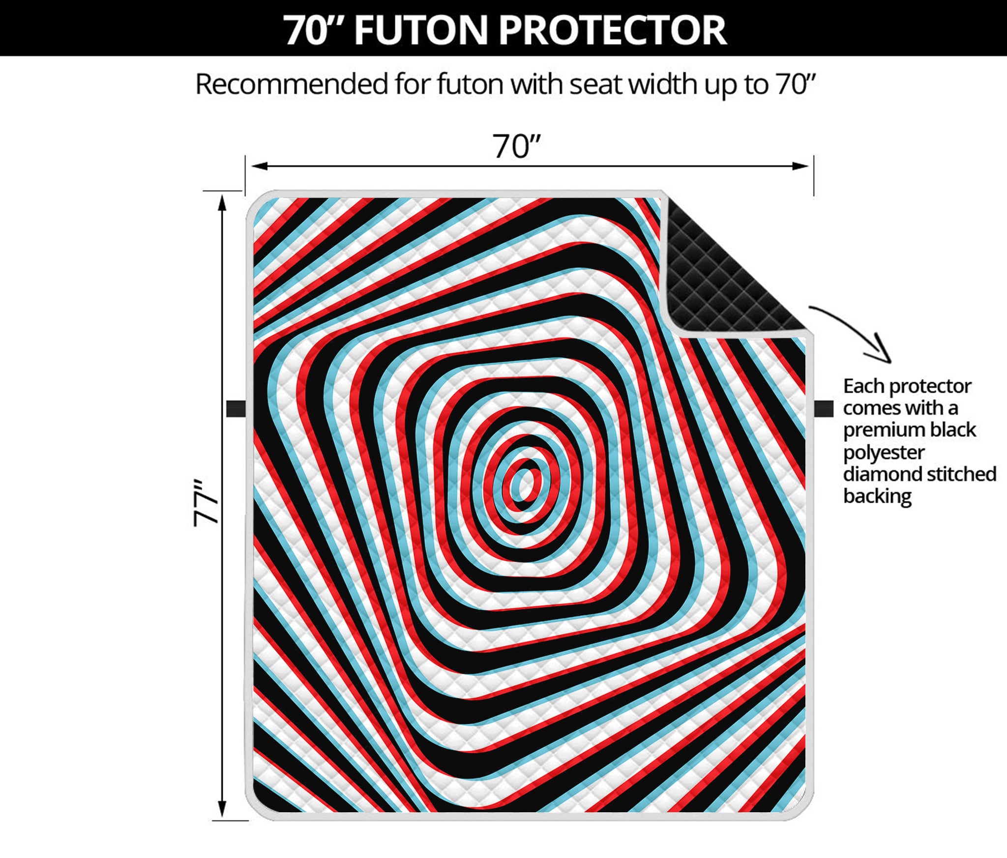 Anaglyph Optical Illusion Print Futon Protector