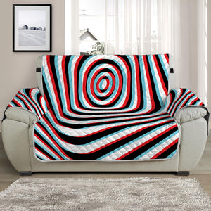 Anaglyph Optical Illusion Print Half Sofa Protector