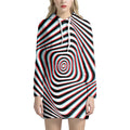 Anaglyph Optical Illusion Print Pullover Hoodie Dress
