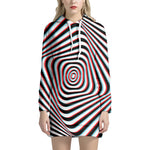 Anaglyph Optical Illusion Print Hoodie Dress