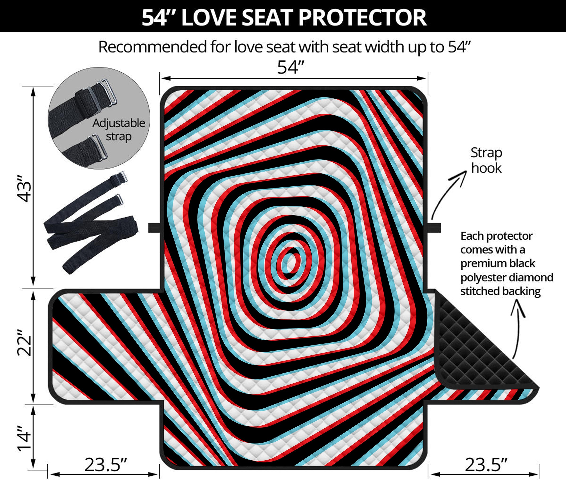 Anaglyph Optical Illusion Print Loveseat Protector