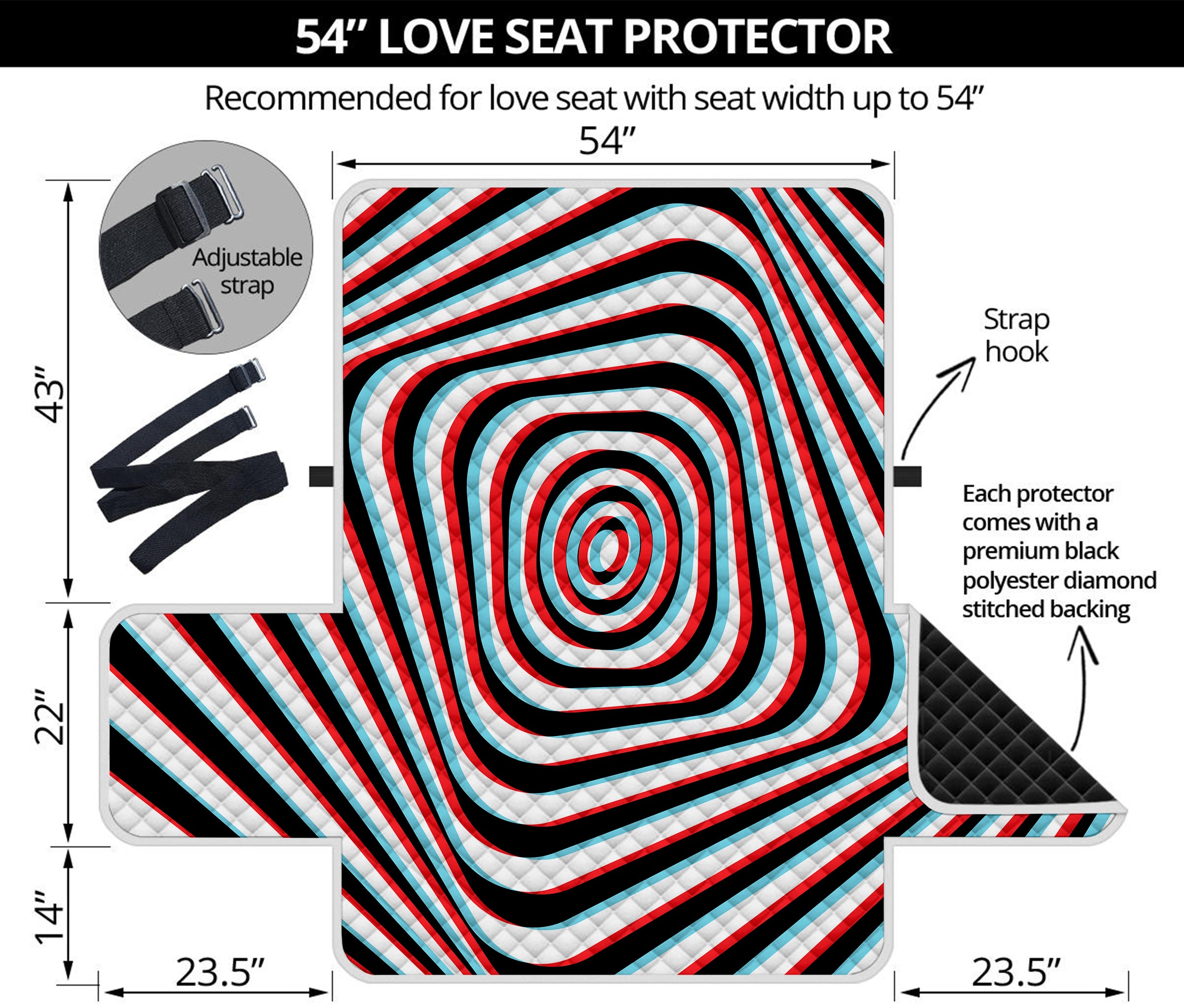 Anaglyph Optical Illusion Print Loveseat Protector