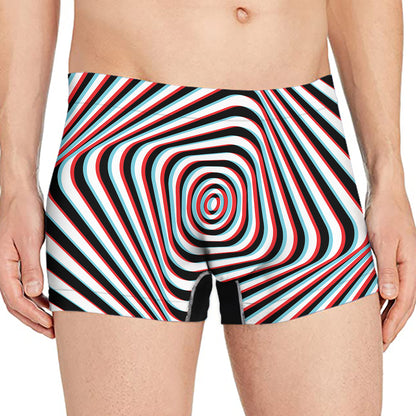 Anaglyph Optical Illusion Print Men's Boxer Briefs