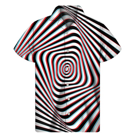 Anaglyph Optical Illusion Print Men's Short Sleeve Shirt