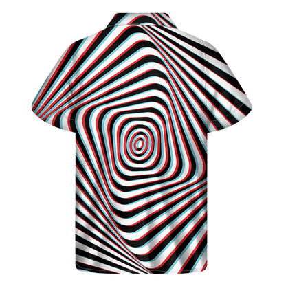 Anaglyph Optical Illusion Print Men's Short Sleeve Shirt