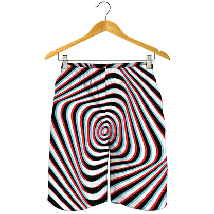 Anaglyph Optical Illusion Print Men's Shorts