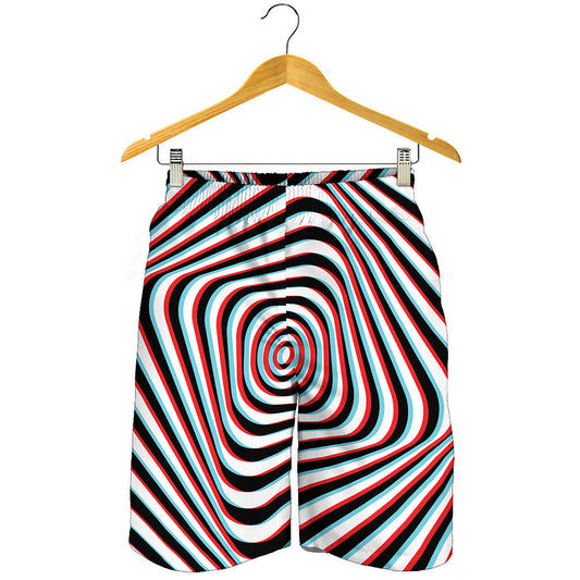Anaglyph Optical Illusion Print Men's Shorts