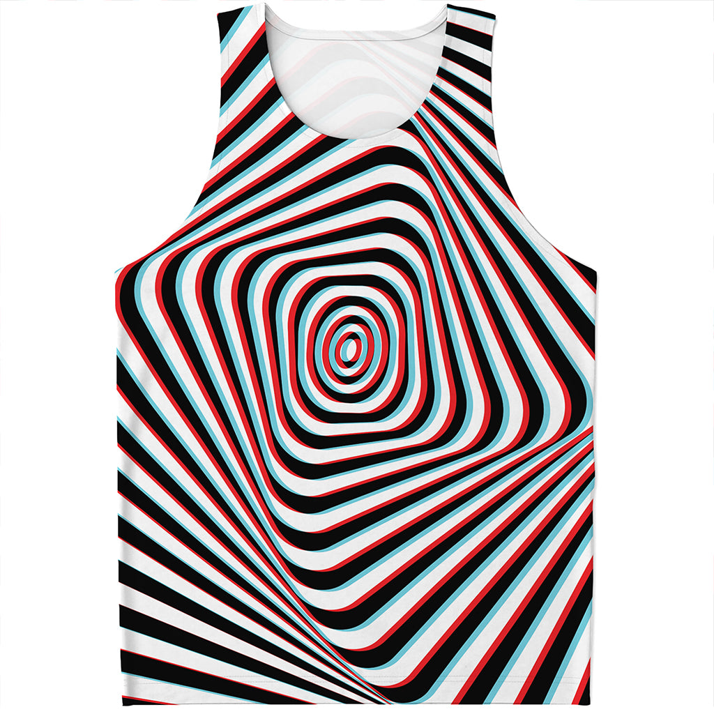 Anaglyph Optical Illusion Print Men's Tank Top
