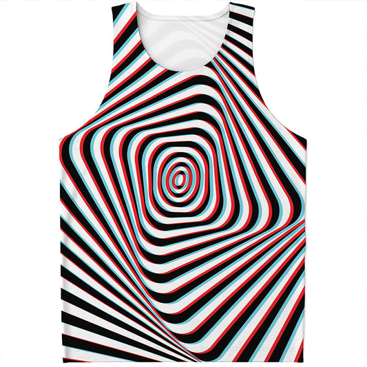 Anaglyph Optical Illusion Print Men's Tank Top