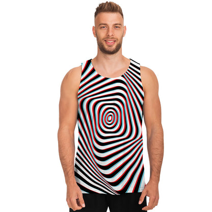 Anaglyph Optical Illusion Print Men's Tank Top