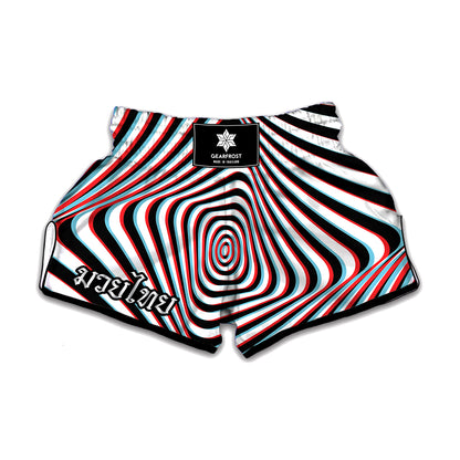 Anaglyph Optical Illusion Print Muay Thai Boxing Shorts