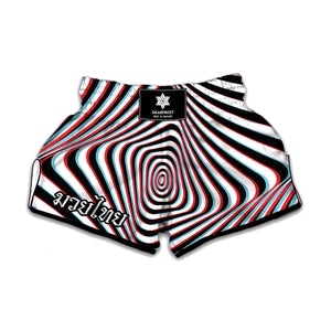 Anaglyph Optical Illusion Print Muay Thai Boxing Shorts