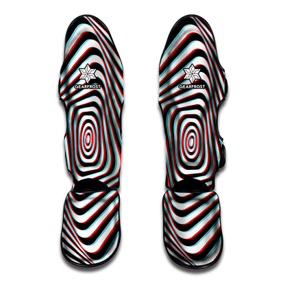 Anaglyph Optical Illusion Print Muay Thai Shin Guard