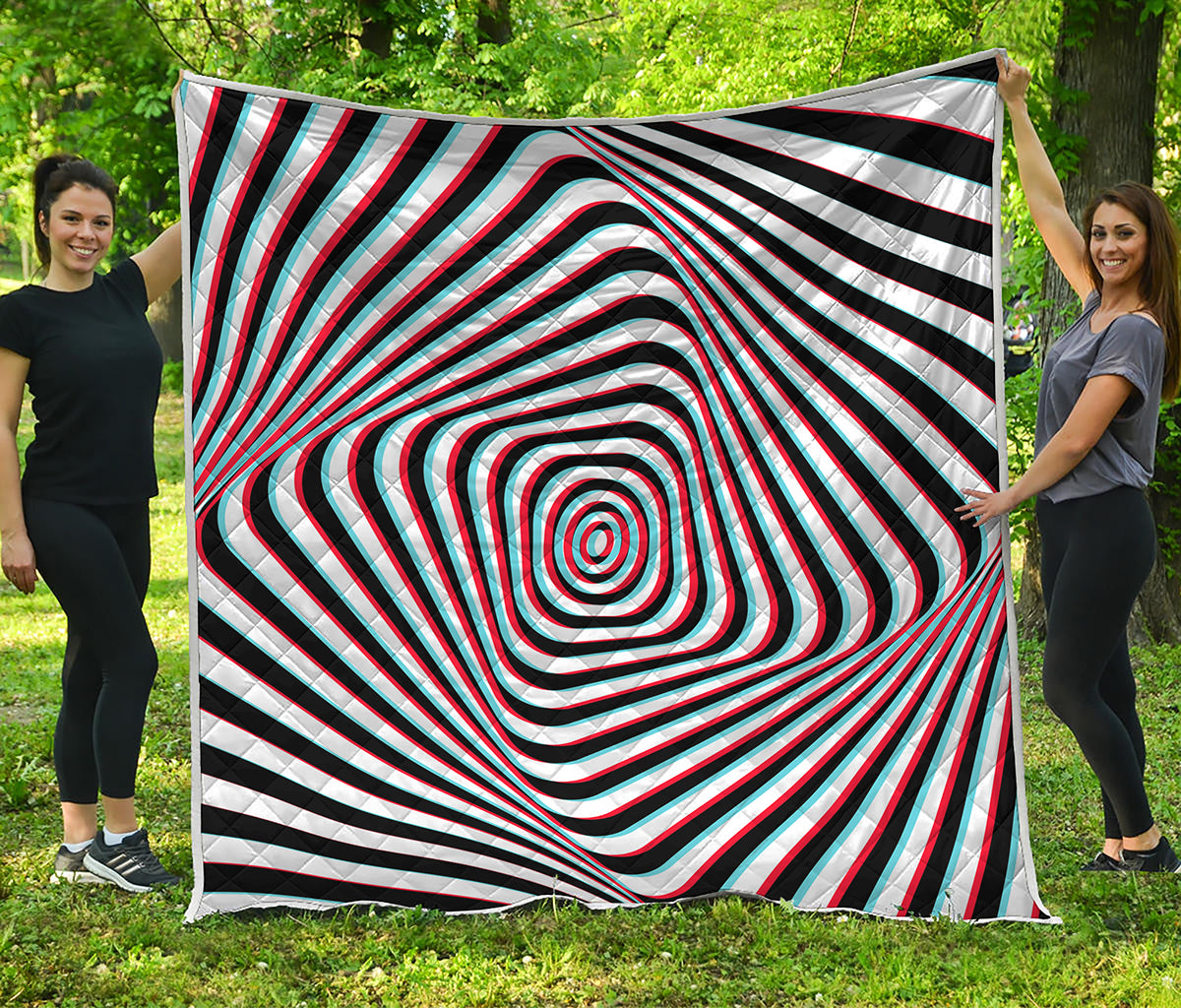Anaglyph Optical Illusion Print Quilt