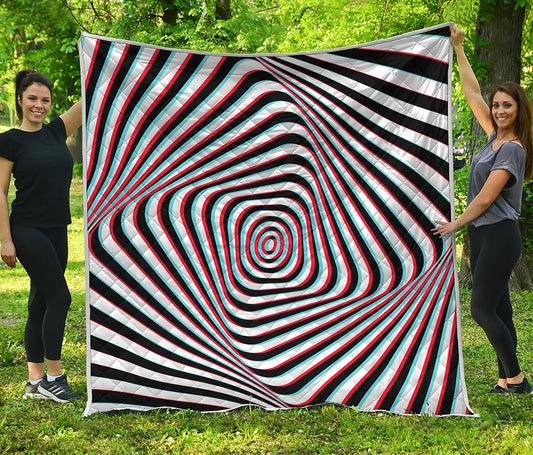Anaglyph Optical Illusion Print Quilt