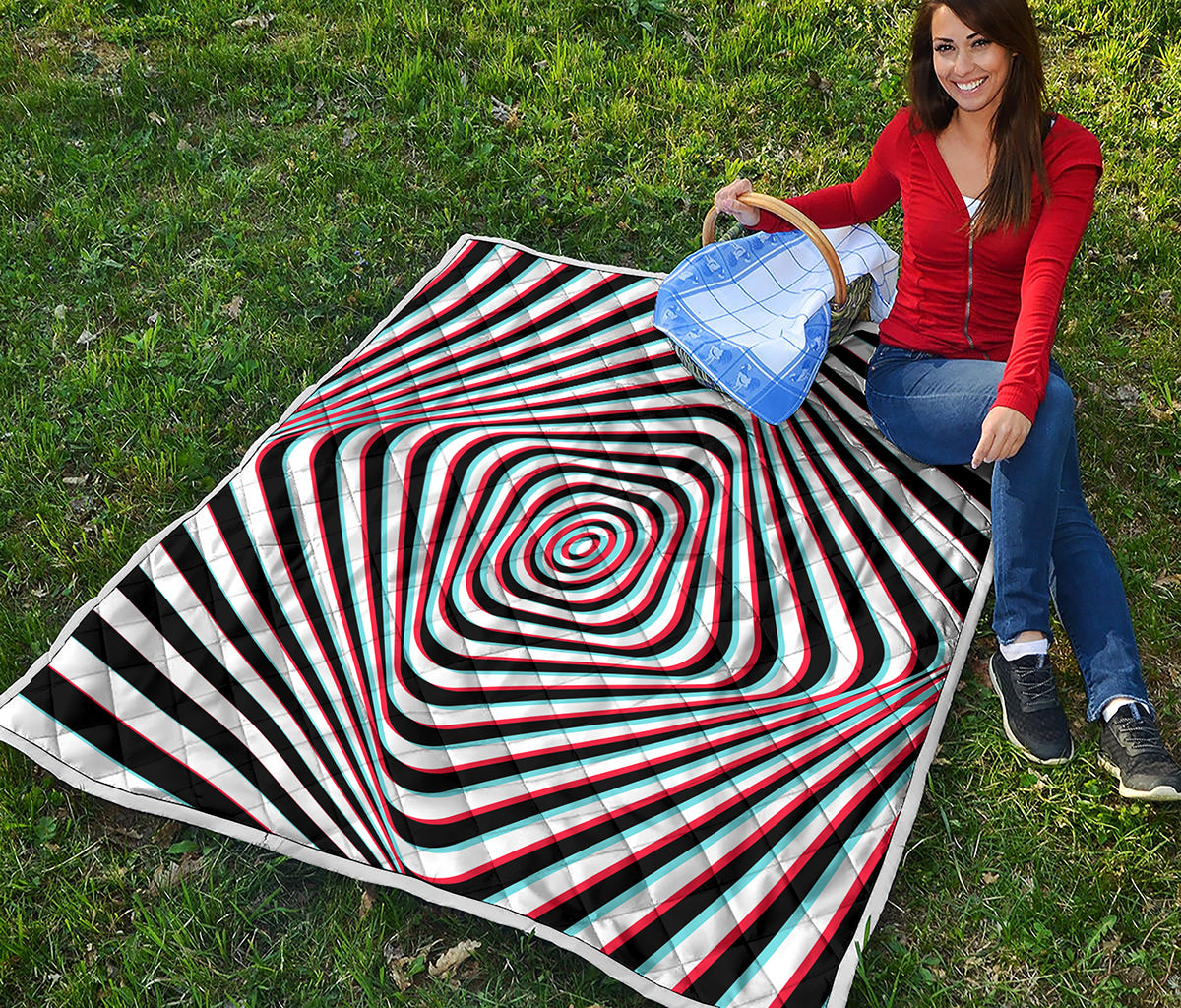 Anaglyph Optical Illusion Print Quilt