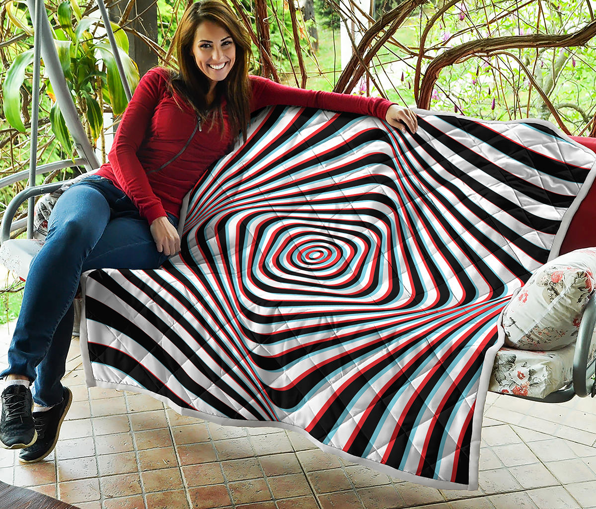 Anaglyph Optical Illusion Print Quilt