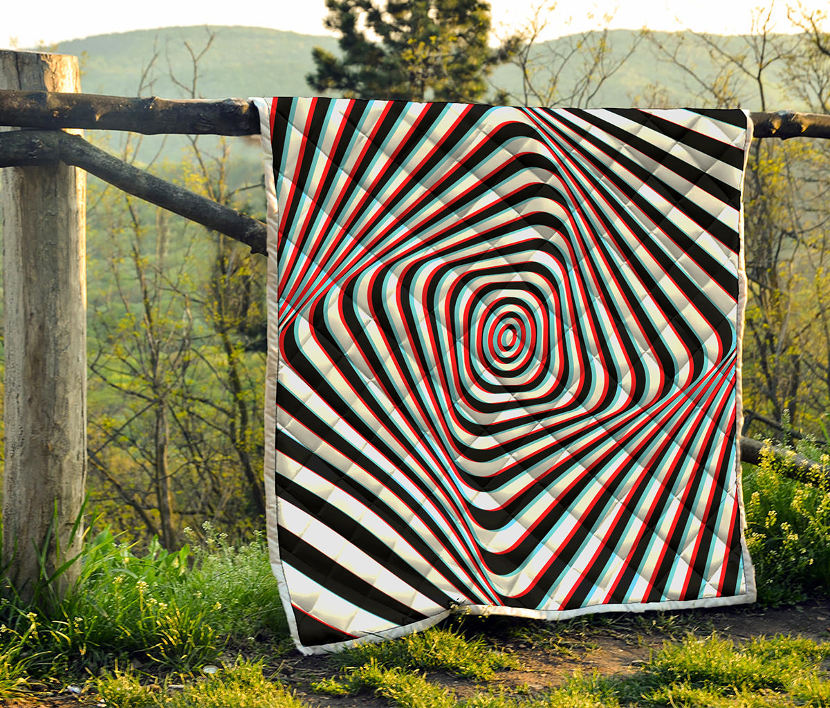 Anaglyph Optical Illusion Print Quilt