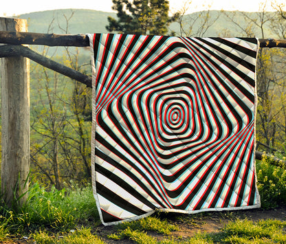 Anaglyph Optical Illusion Print Quilt
