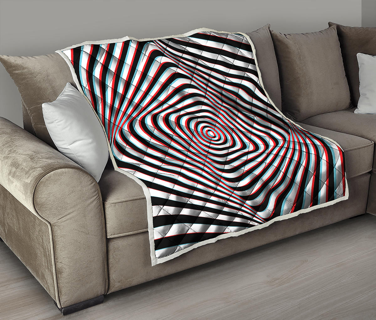 Anaglyph Optical Illusion Print Quilt