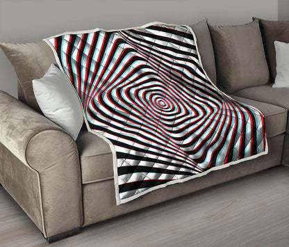 Anaglyph Optical Illusion Print Quilt