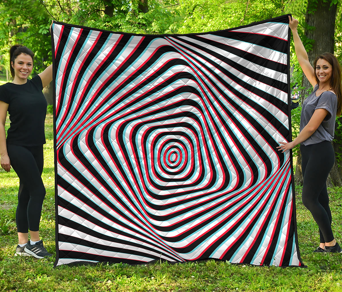 Anaglyph Optical Illusion Print Quilt
