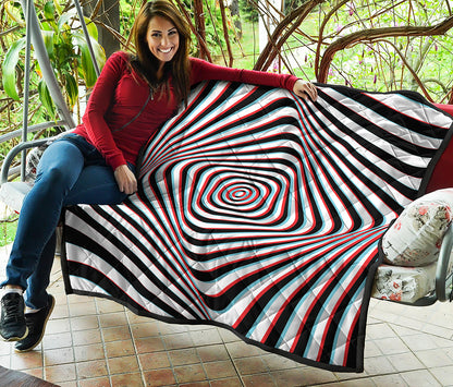 Anaglyph Optical Illusion Print Quilt