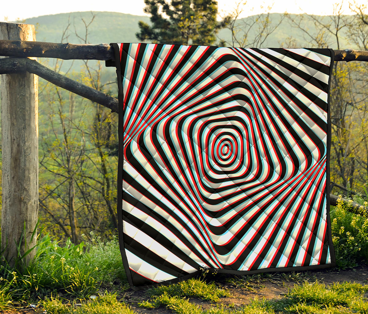 Anaglyph Optical Illusion Print Quilt
