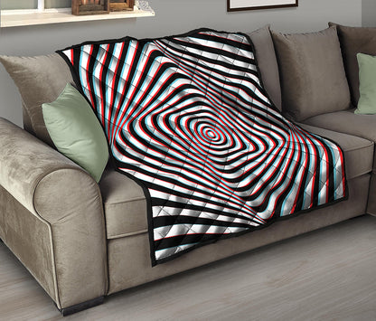 Anaglyph Optical Illusion Print Quilt