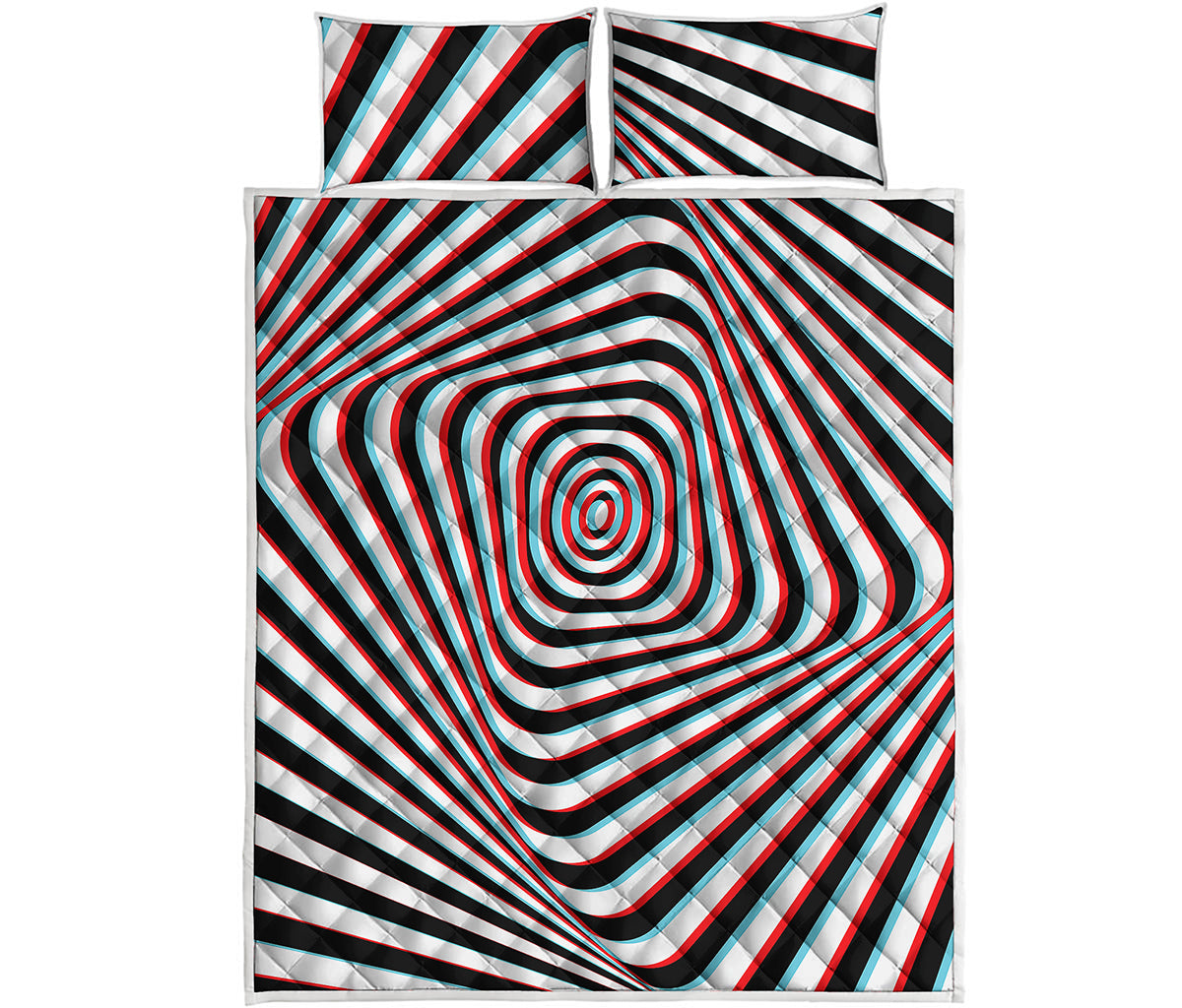 Anaglyph Optical Illusion Print Quilt Bed Set