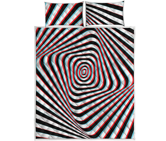 Anaglyph Optical Illusion Print Quilt Bed Set
