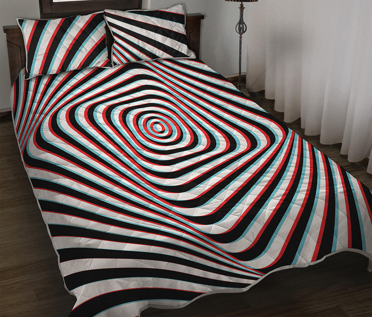 Anaglyph Optical Illusion Print Quilt Bed Set