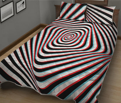 Anaglyph Optical Illusion Print Quilt Bed Set