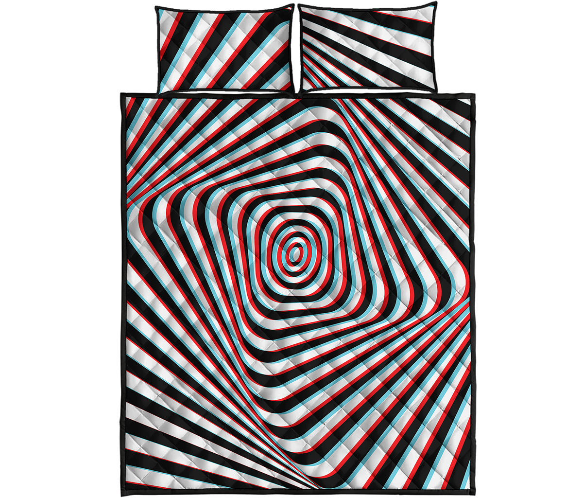 Anaglyph Optical Illusion Print Quilt Bed Set