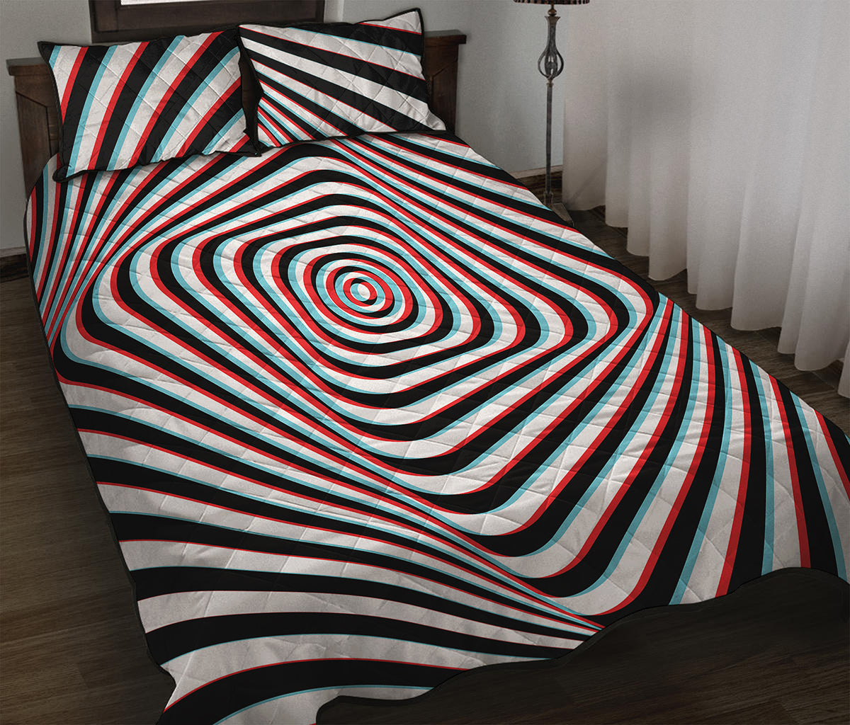 Anaglyph Optical Illusion Print Quilt Bed Set