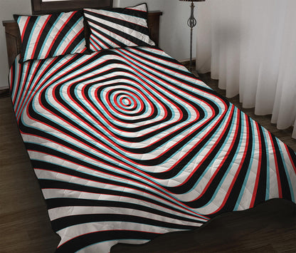 Anaglyph Optical Illusion Print Quilt Bed Set