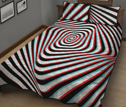 Anaglyph Optical Illusion Print Quilt Bed Set