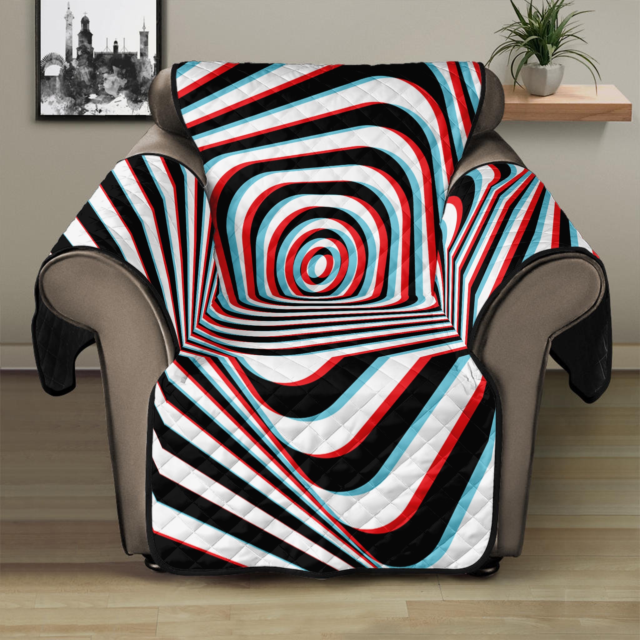 Anaglyph Optical Illusion Print Recliner Protector