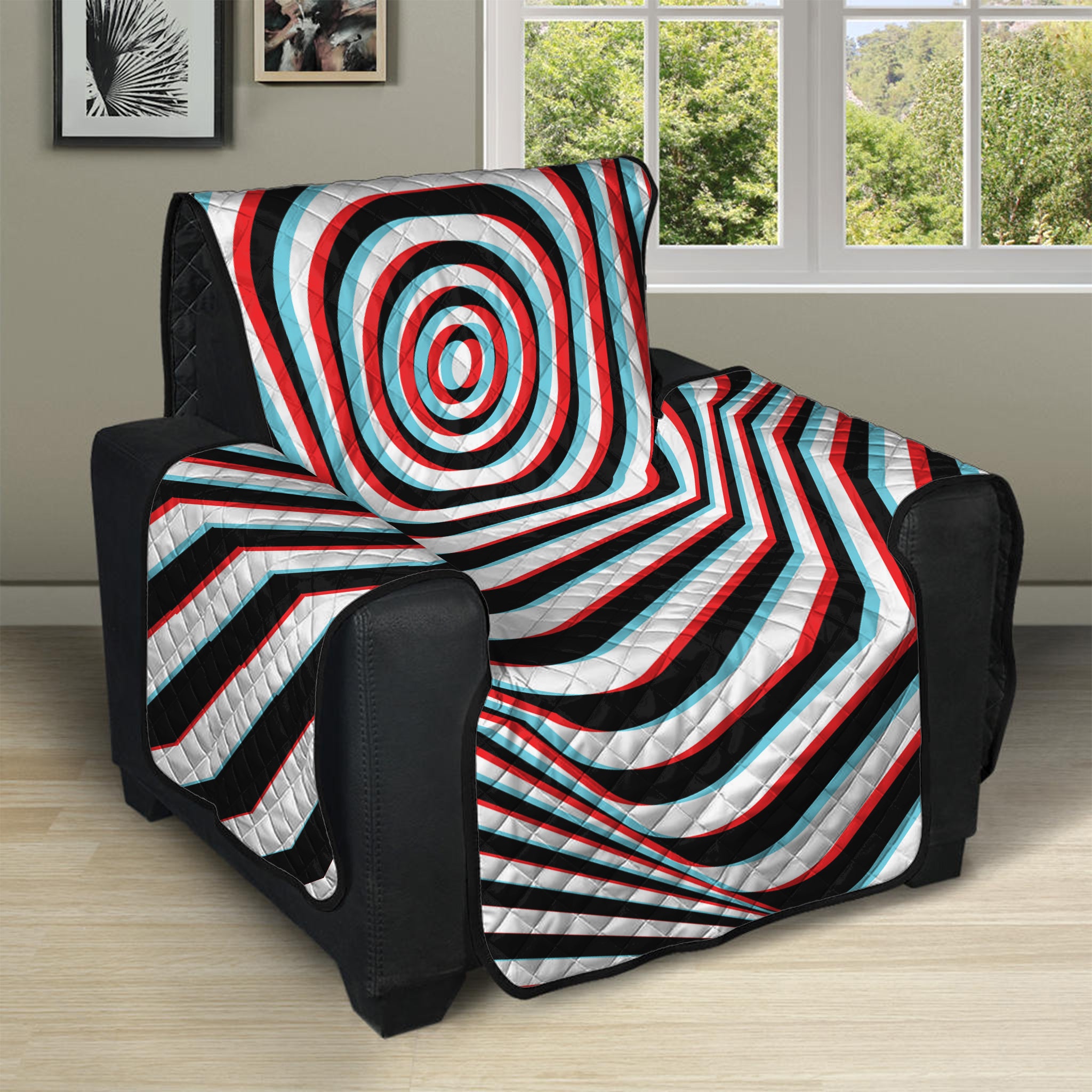 Anaglyph Optical Illusion Print Recliner Protector