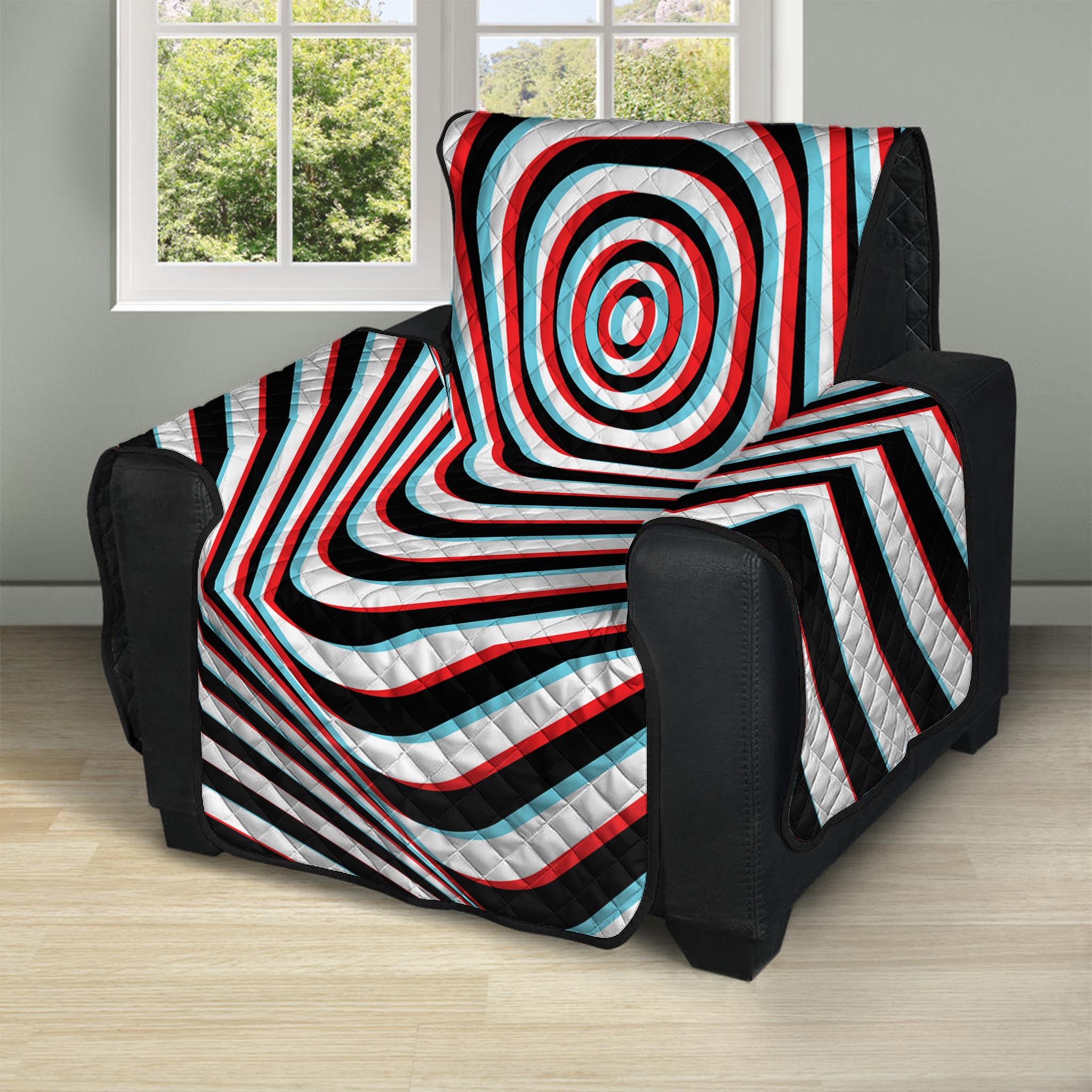 Anaglyph Optical Illusion Print Recliner Protector