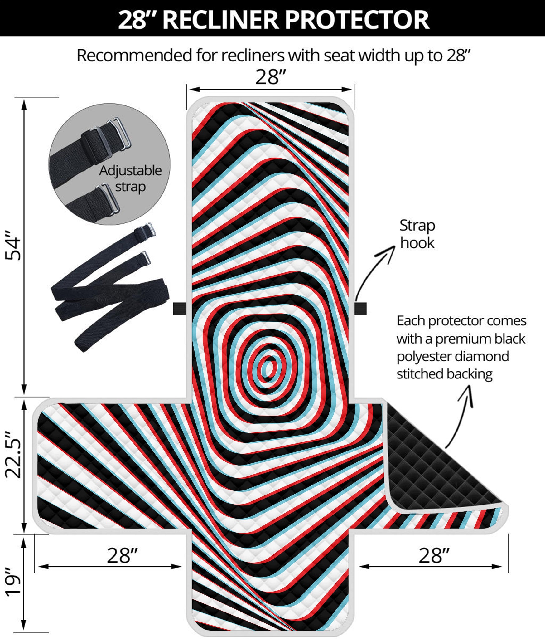 Anaglyph Optical Illusion Print Recliner Protector