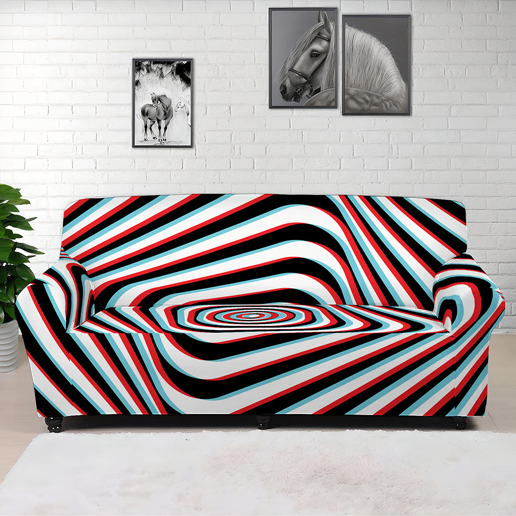 Anaglyph Optical Illusion Print Sofa Cover