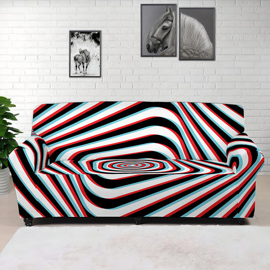 Anaglyph Optical Illusion Print Sofa Cover