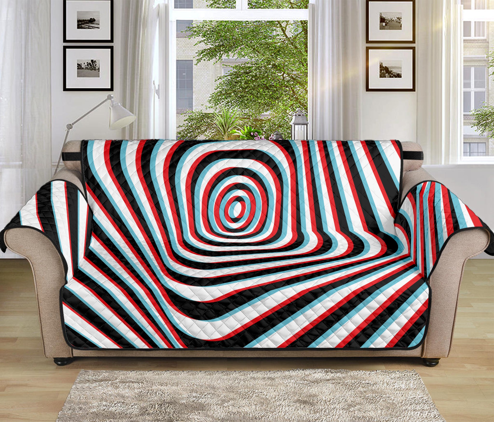 Anaglyph Optical Illusion Print Sofa Protector