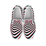 Anaglyph Optical Illusion Print White Slip On Shoes