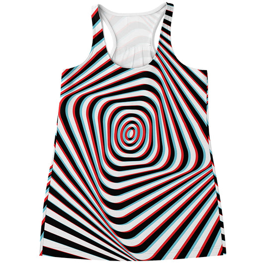 Anaglyph Optical Illusion Print Women's Racerback Tank Top