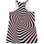 Anaglyph Optical Illusion Print Women's Racerback Tank Top